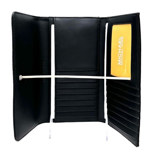Michael Kors Large Trifold Wallet Black - Picture 7 of 8